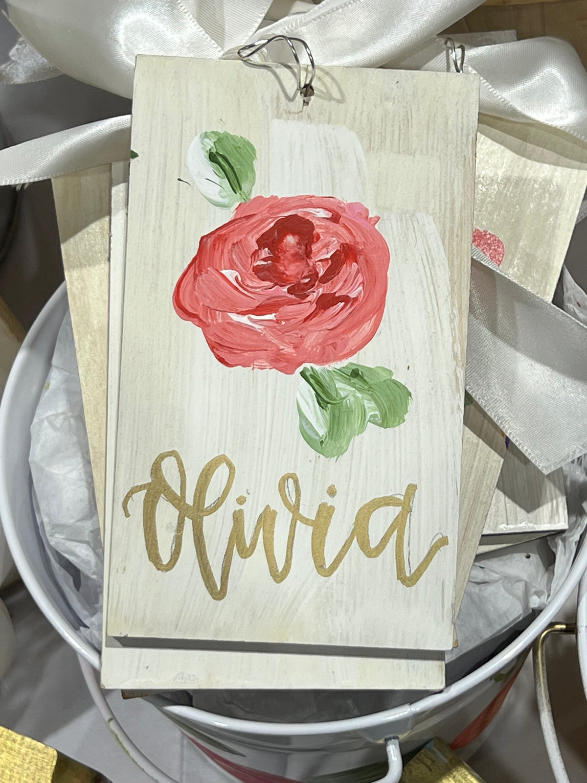 3x6 Rectangle Rose Ornament