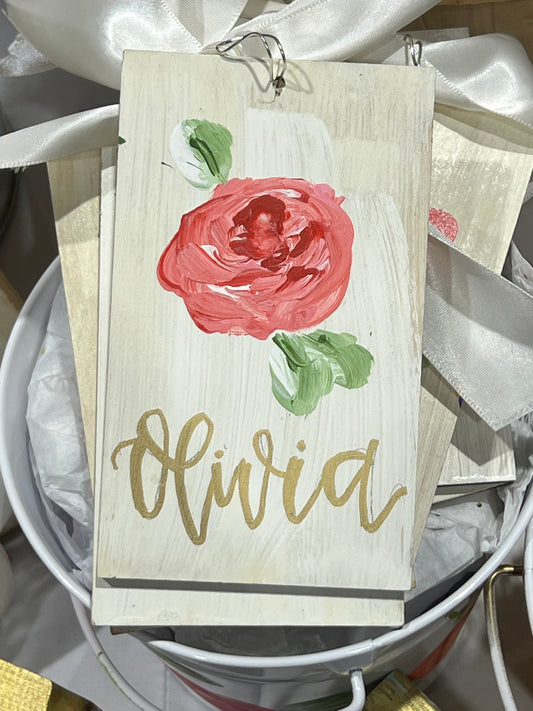 3x6 Rectangle Rose Ornament