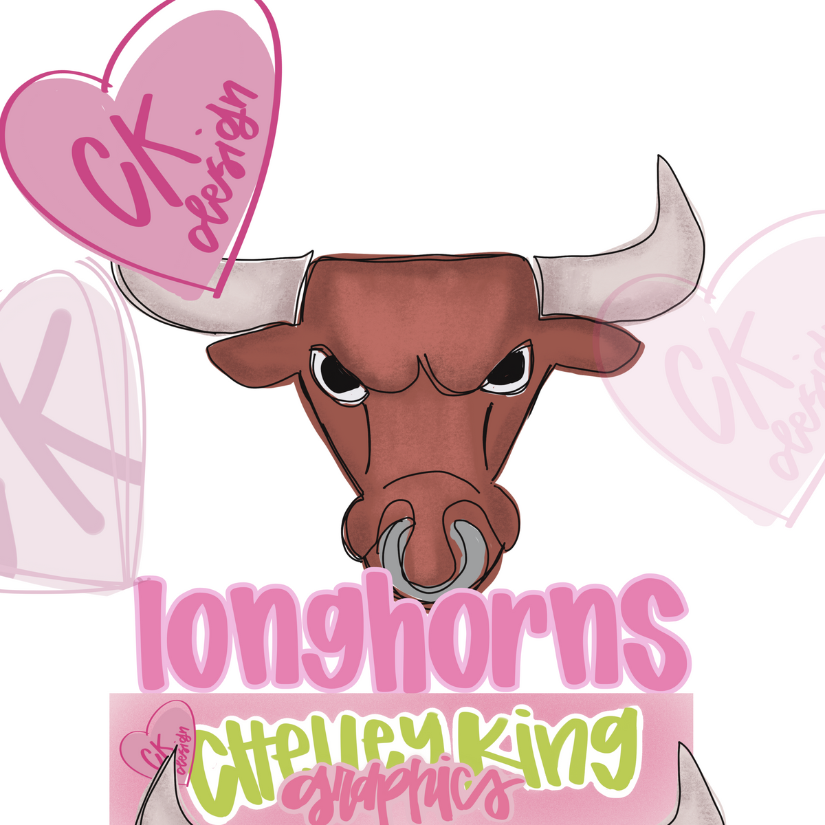 Longhorns Mascot preppy pink out team spirit hand lettered instant digital download PNG for DTG perfect for all of your print needs!&nbsp; Images are 300 dpi and are made for dtg for all of your shirts, cups, bags, mugs, wall art etc.