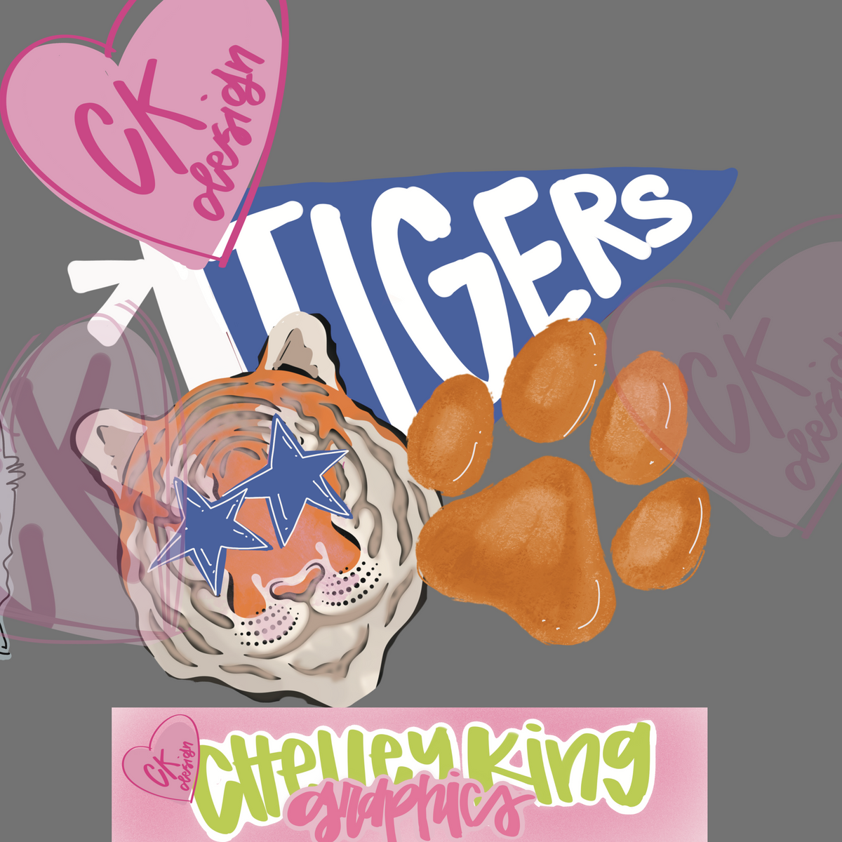 Tigers Mascot orange and blue team spirit hand lettered instant digital download PNG for DTG perfect for all of your print needs!&nbsp; Images are 300 dpi and are made for dtg for all of your shirts, cups, bags, mugs, wall art etc.