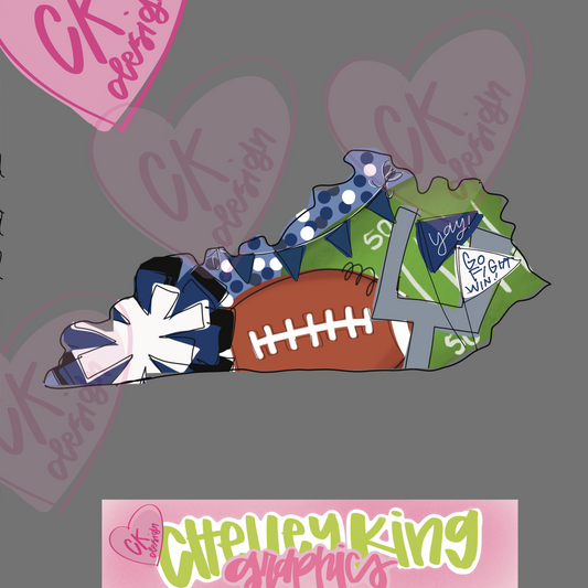 Adorable state of Kentucky team spirit football blue and white PNG.&nbsp; Show your love of the game with this hand drawn design full of color and all things ball!