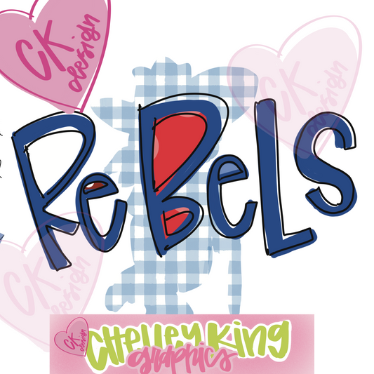 Hand lettered blue and red Rebel gingham word art instant digital download PNG&nbsp;

Would you like this custom to your state or team?&nbsp; Please reach out to me at chelley@chelleyking.com!&nbsp; I would love to do one for you!:)