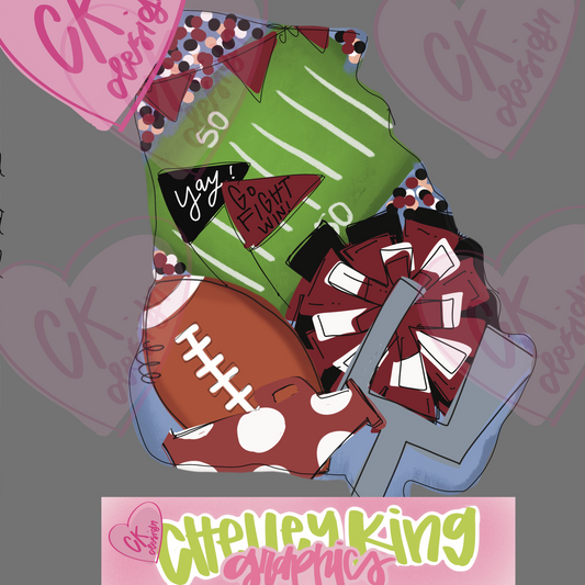 Adorable state of Georgia team spirit football red and black PNG.&nbsp; Show your love of the game with this hand drawn design full of color and all things ball!

Would you like this custom to your state or team?&nbsp; Please reach out to me at chelley@chelleyking.com!&nbsp; I would love to do one for you!:)
