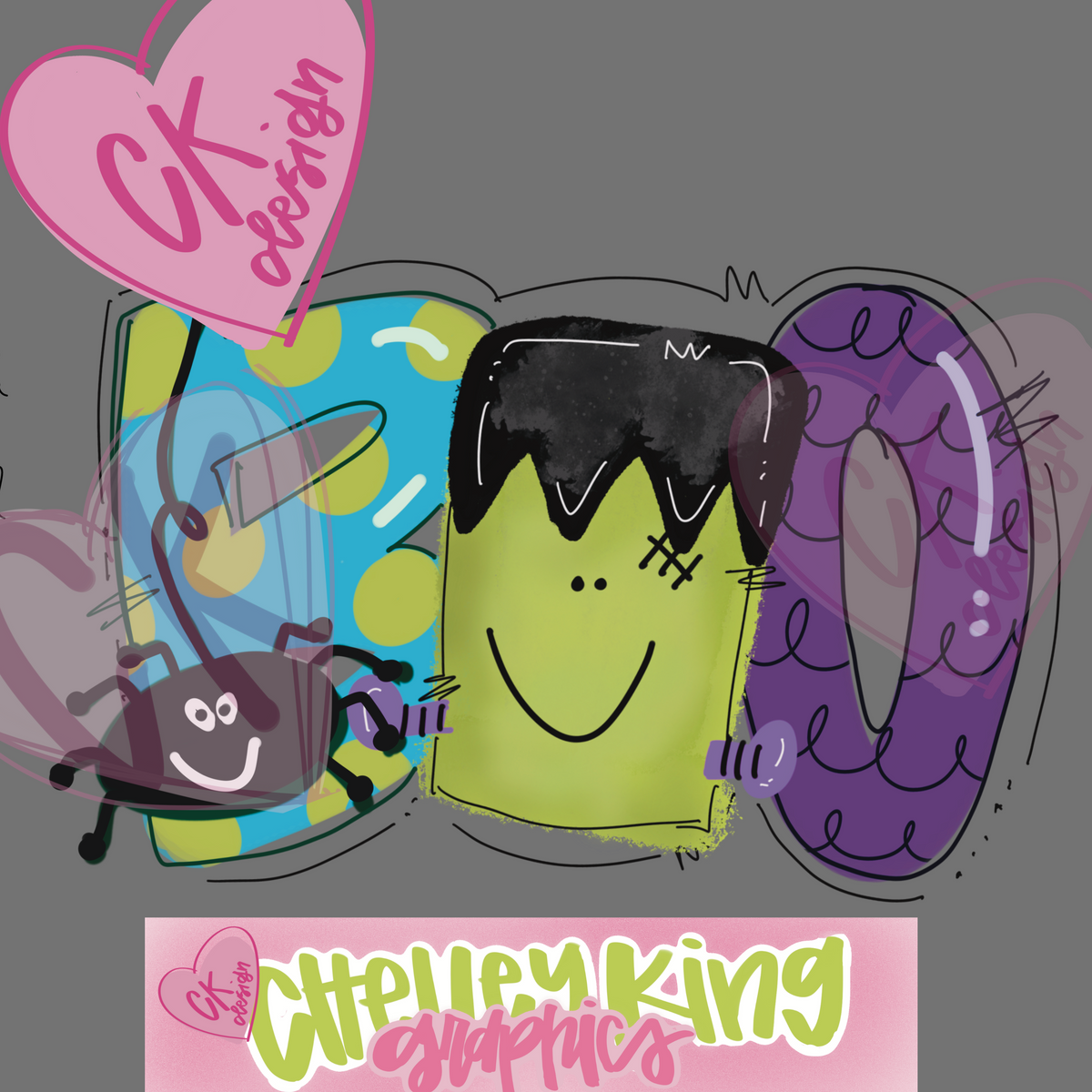 Happy cheerful Halloween Boo Frankenstein instant digital download png for DTG and more! 