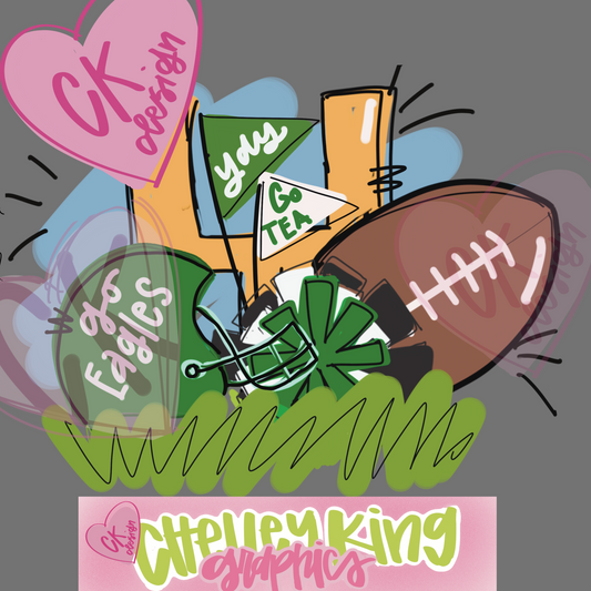 Hand drawn Eagles green and white football cheer nstant digital download PNG for dtg and more!

instant digital download cute bright clipart sublimation design file boutique

PNG's are 300dpi and are sent as finished files and are not for editing.

Would you like this custom to your state or team?&nbsp; Please reach out to me at chelley@chelleyking.com!&nbsp; I would love to do one for you!:)