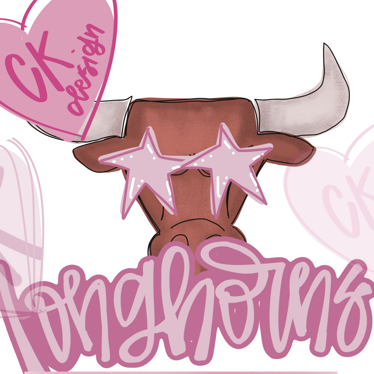 Longhorns Mascot preppy pink out team spirit hand lettered instant digital download PNG for DTG perfect for all of your print needs!&nbsp; Images are 300 dpi and are made for dtg for all of your shirts, cups, bags, mugs, wall art etc.