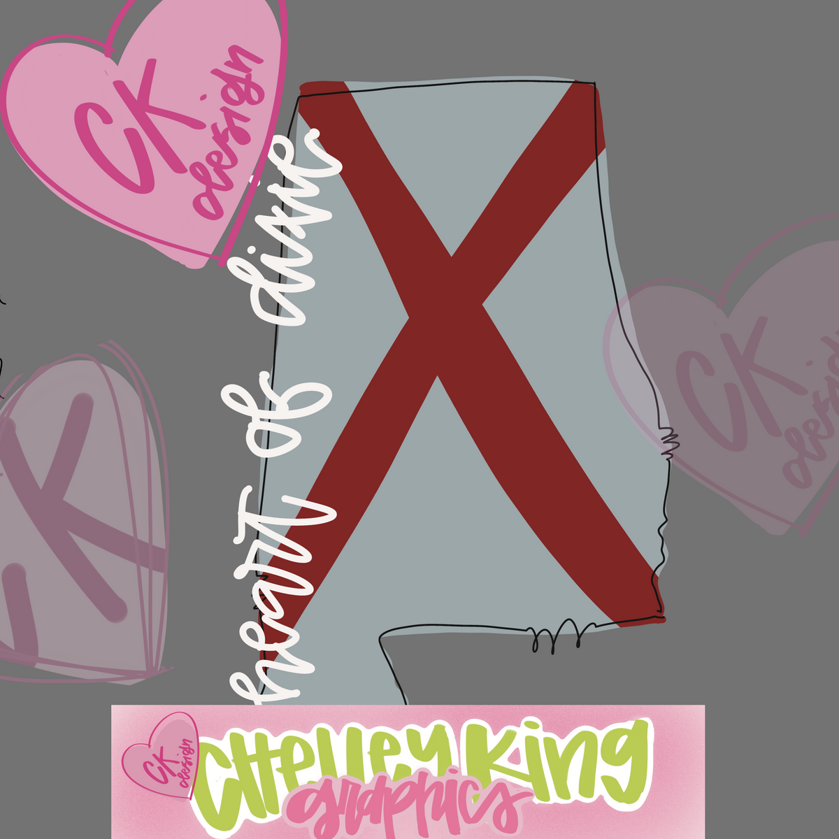 Heart of Dixie Alabama state flag hand lettered instant digital download PNG for DTG&nbsp; perfect for all of your print needs!&nbsp; Images are 300 dpi and are made for dtg for all of your shirts, cups, bags, mugs, wall art etc.