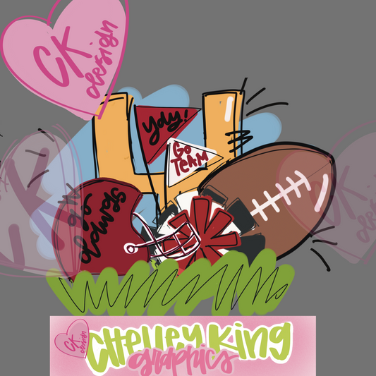 Hand lettered red and black football cheer Bulldogs (Dawgs) word art instant digital download PNG 