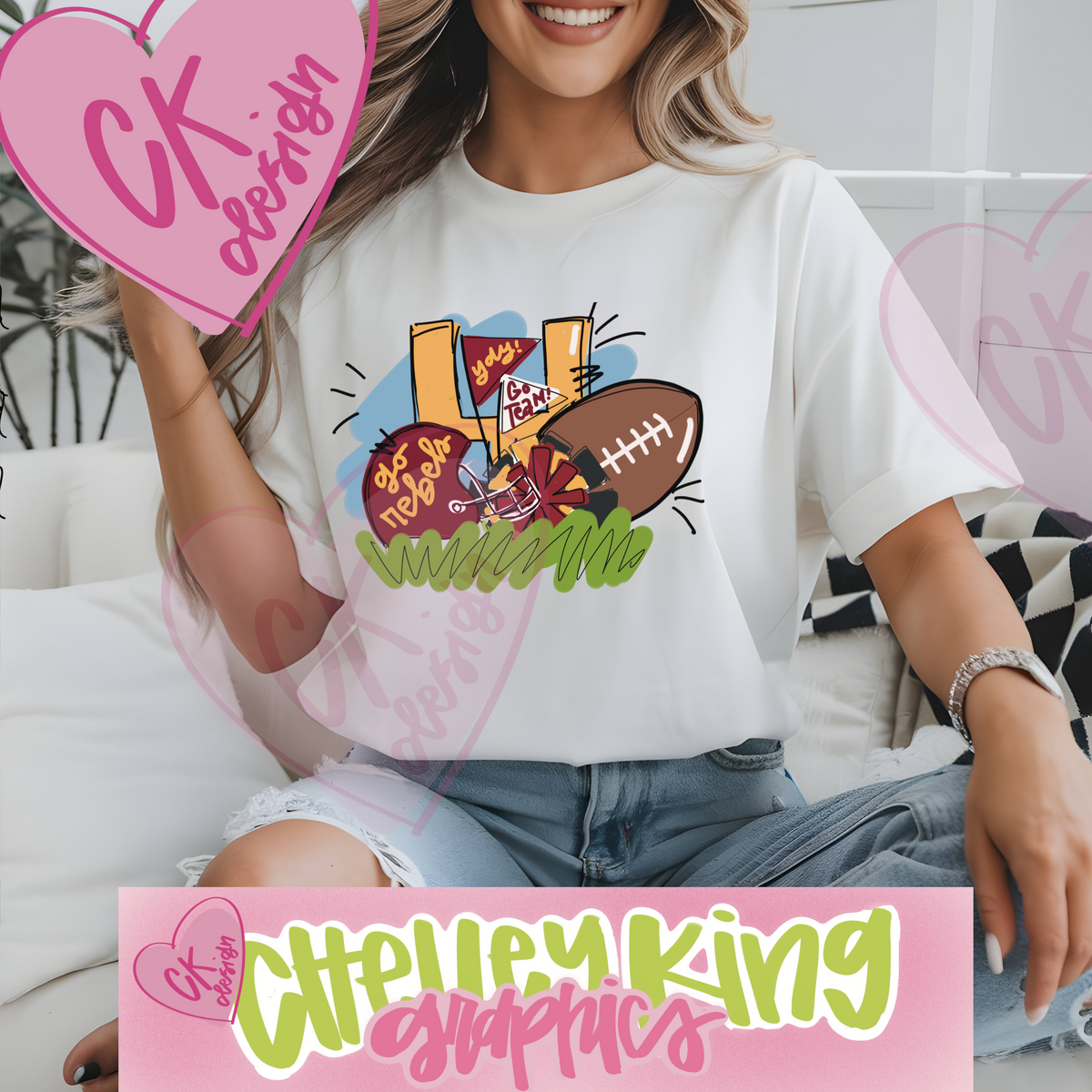 Hand drawn maroon and gold football cheer Rebels word art instant digital download PNG for dtg and more