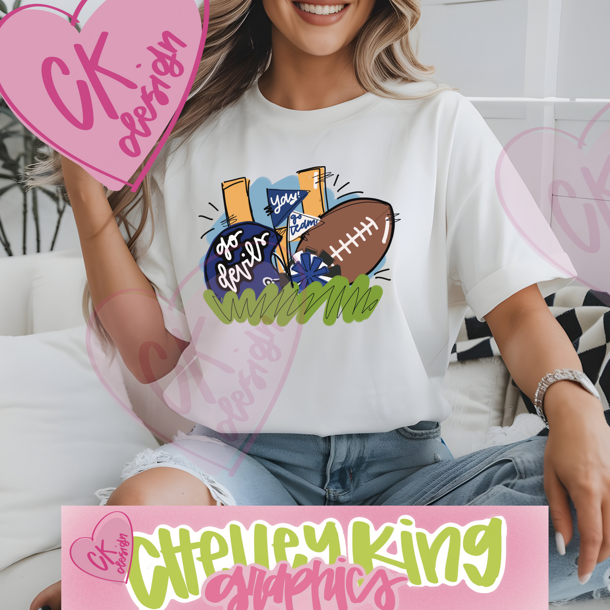 Adorable state, team or any name, hand drawn and lettered, with your choice of hand lettering and colors.&nbsp; In our customized box, please put your state, your city or team, and colors you would like.&nbsp; If possible, please put the hex codes of each color.&nbsp; Choose your size.&nbsp; &nbsp;Need help or bulk?&nbsp; Need just the dtf prints? Please email me at chelley@chelleyking.com

Please state your color tshirt in the comments box with your other specifications.&nbsp; Gildan heavy cotton tshirt