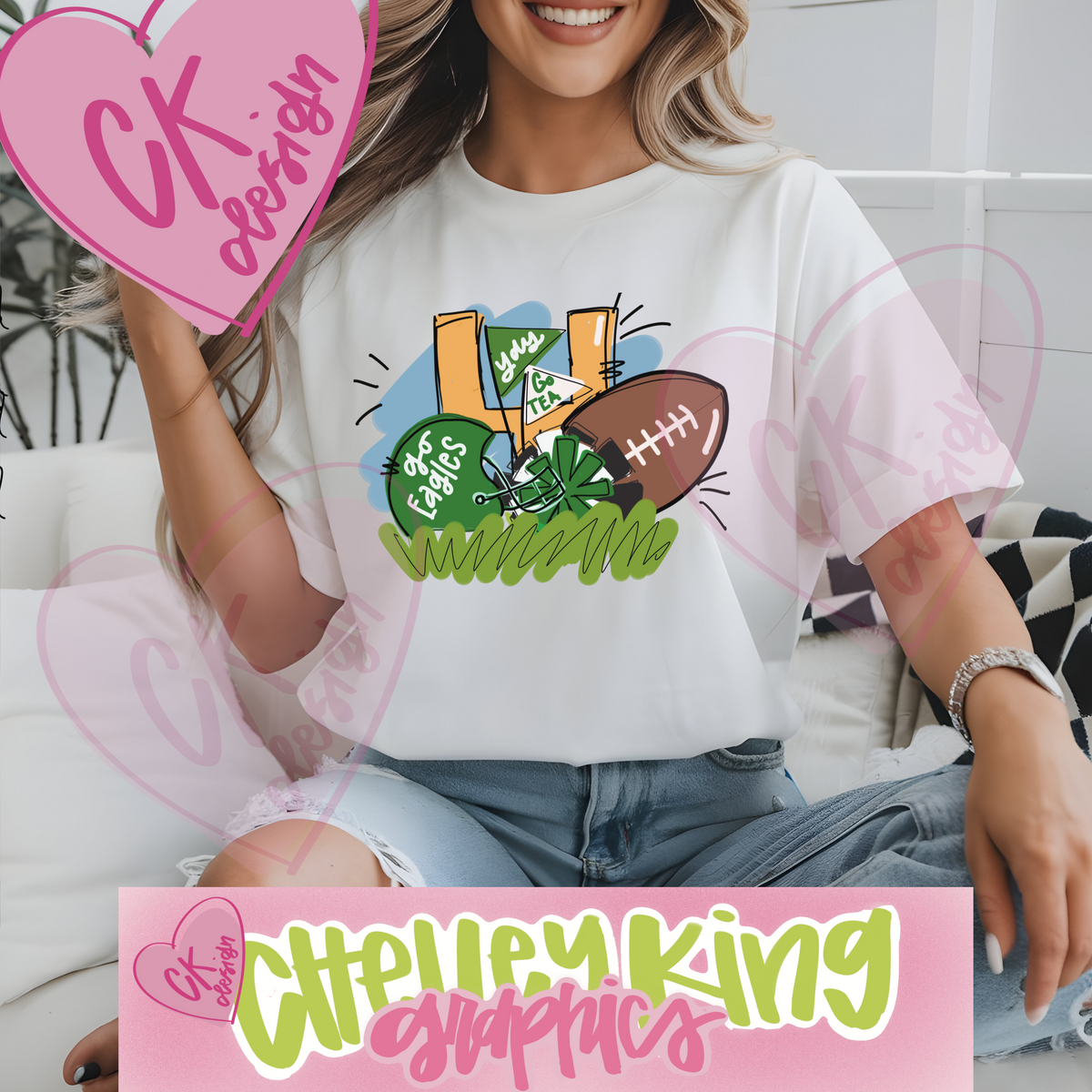 Hand drawn Eagles green and white football cheer nstant digital download PNG for dtg and more!

instant digital download cute bright clipart sublimation design file boutique

PNG's are 300dpi and are sent as finished files and are not for editing.

Would you like this custom to your state or team?&nbsp; Please reach out to me at chelley@chelleyking.com!&nbsp; I would love to do one for you!:)