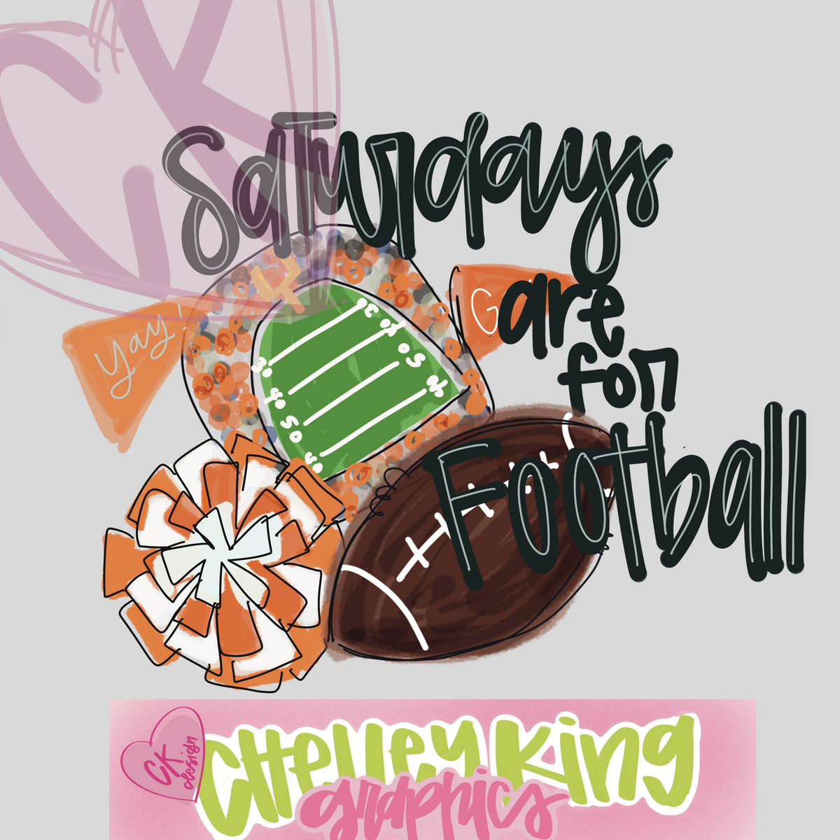 Custom Mascot, team, or school hand lettered design Saturdays are for Football